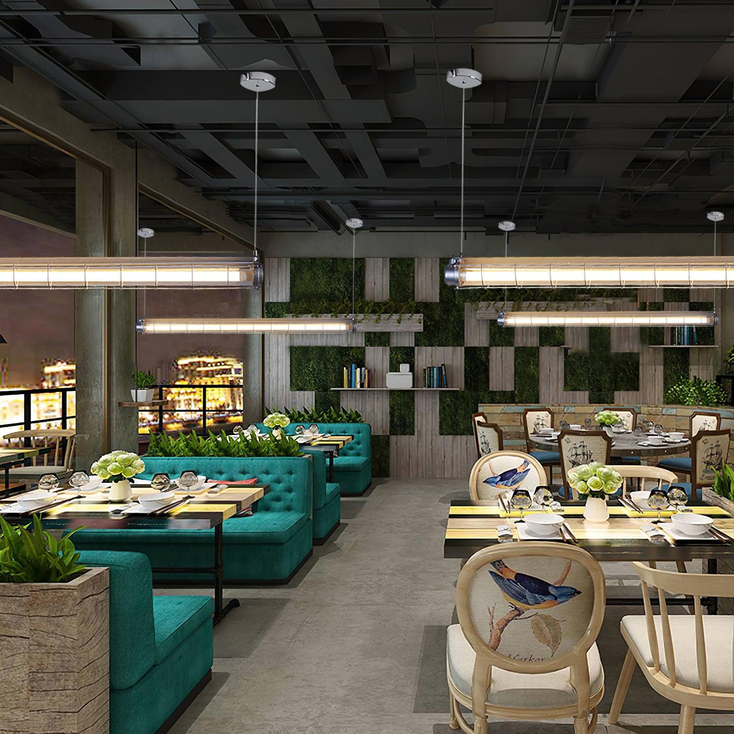 Glass Linearity Chandelier Artisan Clear Cast Iron Metal Sleek Sparkling