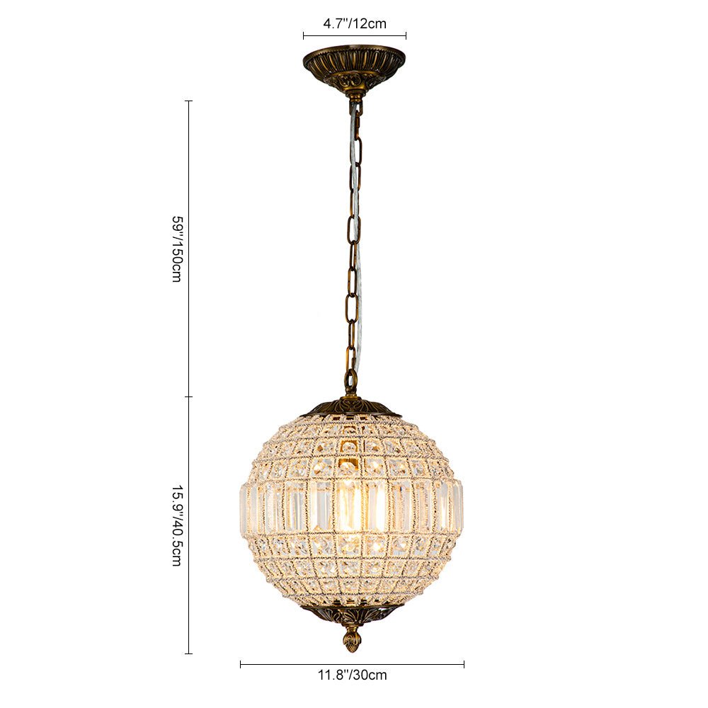 Lustre globe en cristal et laiton vintage pour un éclairage sophistiqué