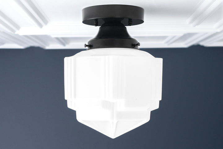 Geotower Glass Art Deco Ceiling Light - Glass Fixture - Elegant Home Lighting