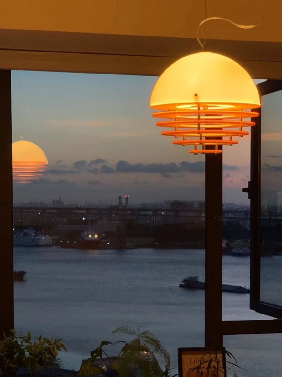 Glass & Acrylic Bauhaus Pendant - Elegant Sunset Glow Living Room Light