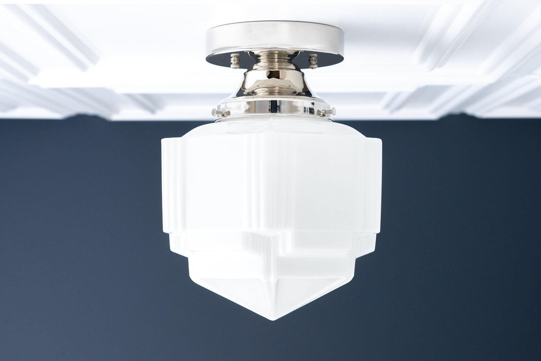 Geotower Glass Art Deco Ceiling Light - Glass Fixture - Elegant Home Lighting