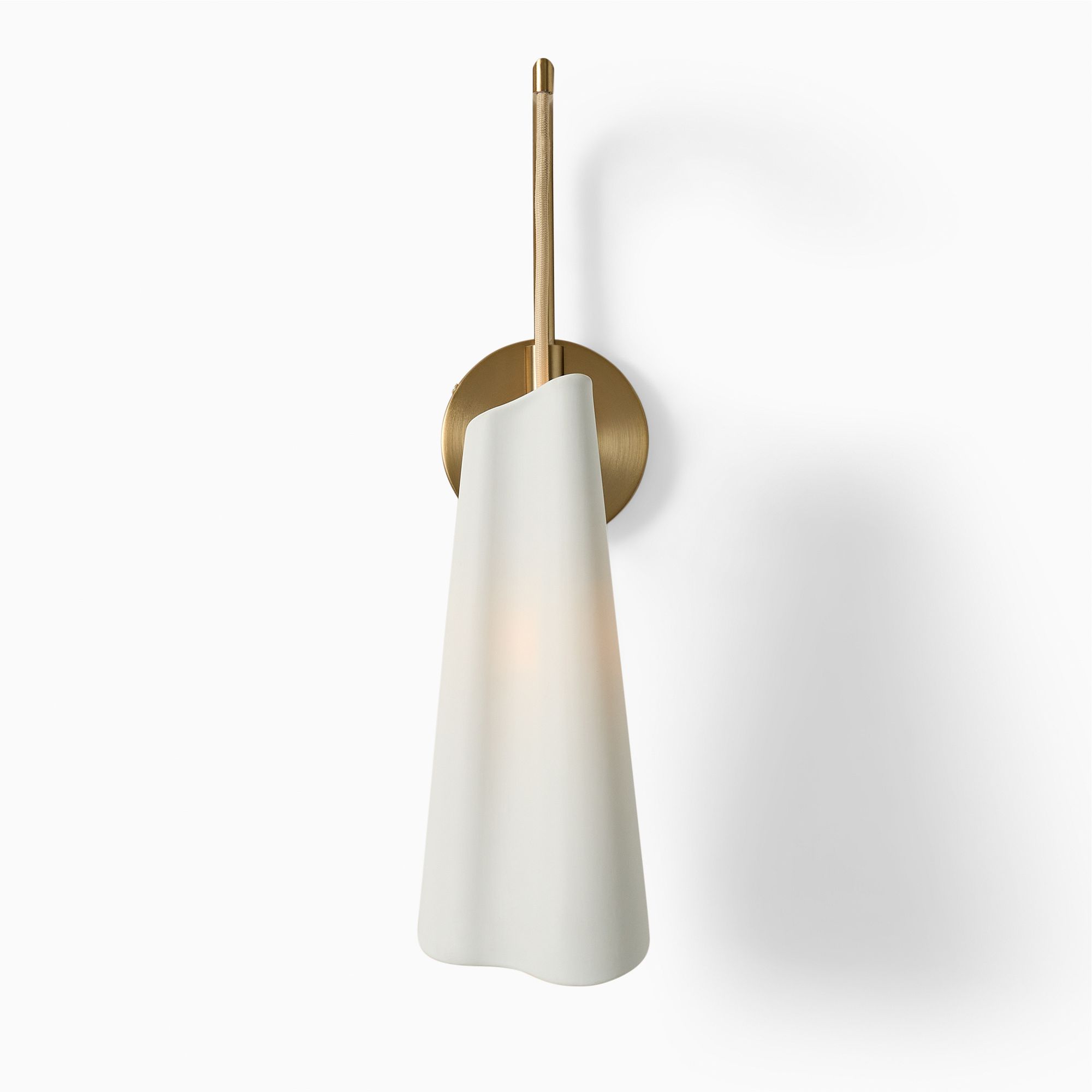 Orovia Sleek Wall Sconce – Ceramic Metal Champagne Brass