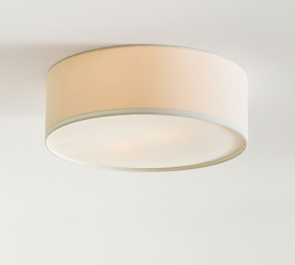 Dumora Linen Drum Flush Mount Ceiling Lamp - Stylish Soft Fabric Ceiling Light