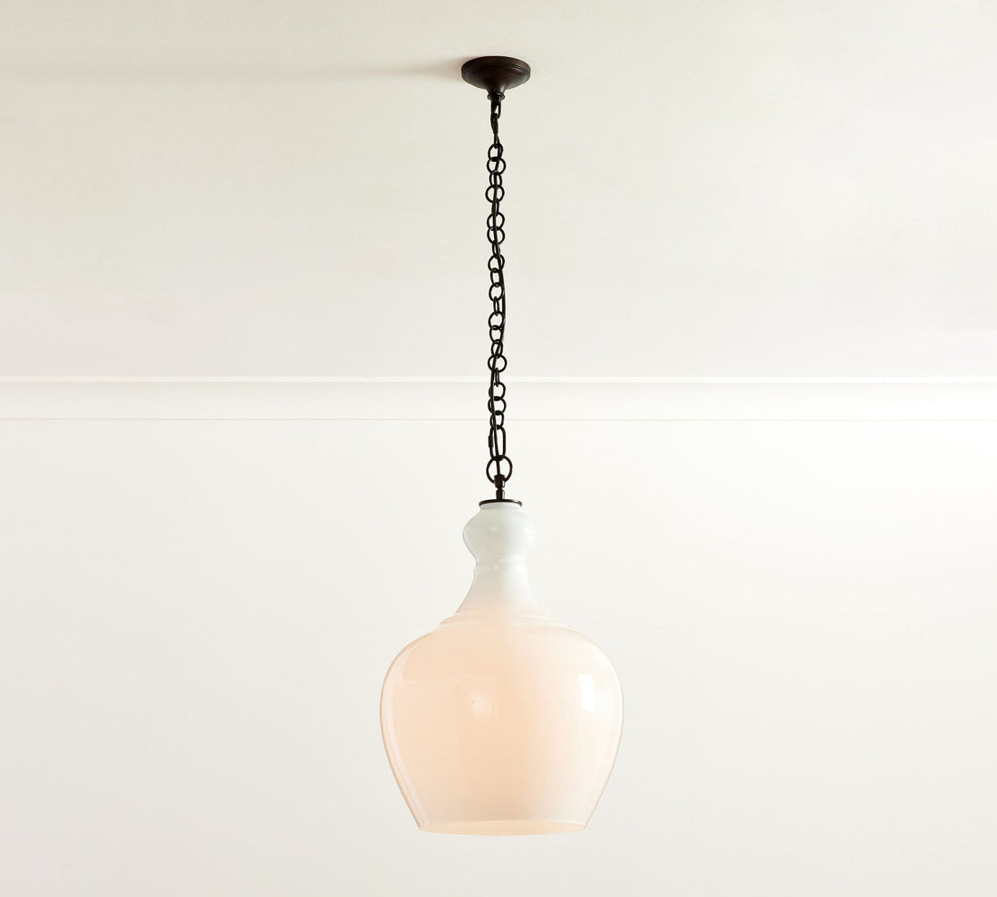 Suspension en verre Lawson – Verre recyclé et laiteux avec accents bronze