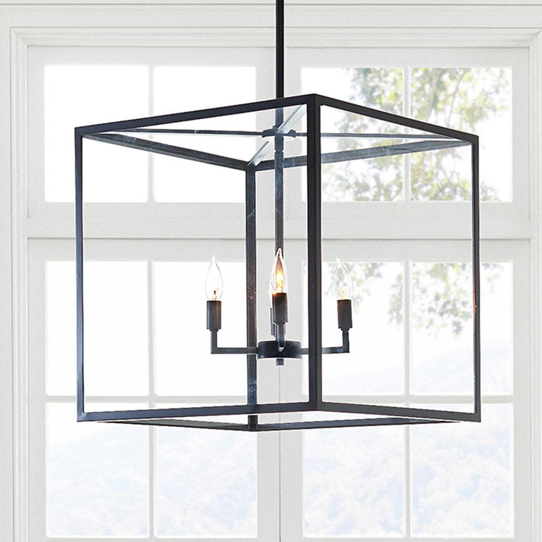 Lanterne d'extérieur moderne en fer Ferrix - Luminaire industriel en verre