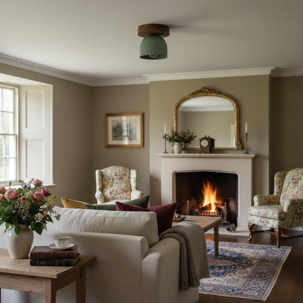 Metio Dome Modern Rustic Ceiling Light - Wooden and Metal Fusion