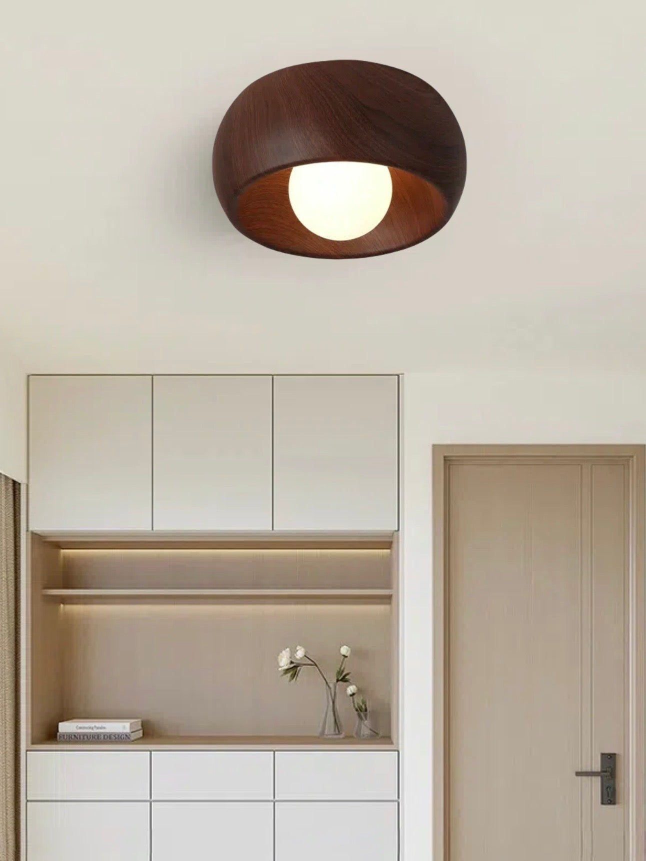 Modern Glass Metal Ceiling Light in Walnut for Indoor Lighting