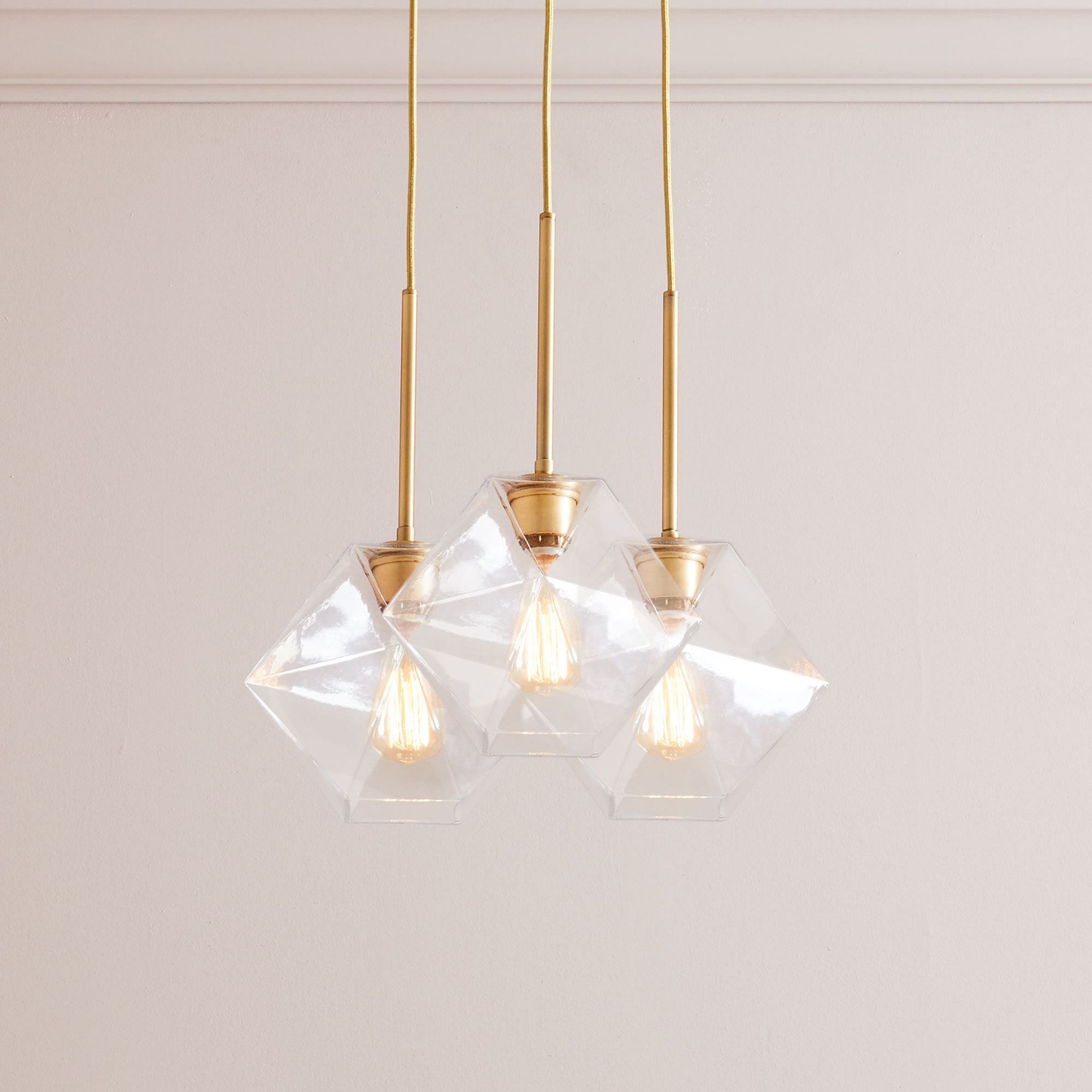 Talvior Sculptural Lighting - 3-Light Faceted Chandelier in Versatile Finishes | Explore Collection