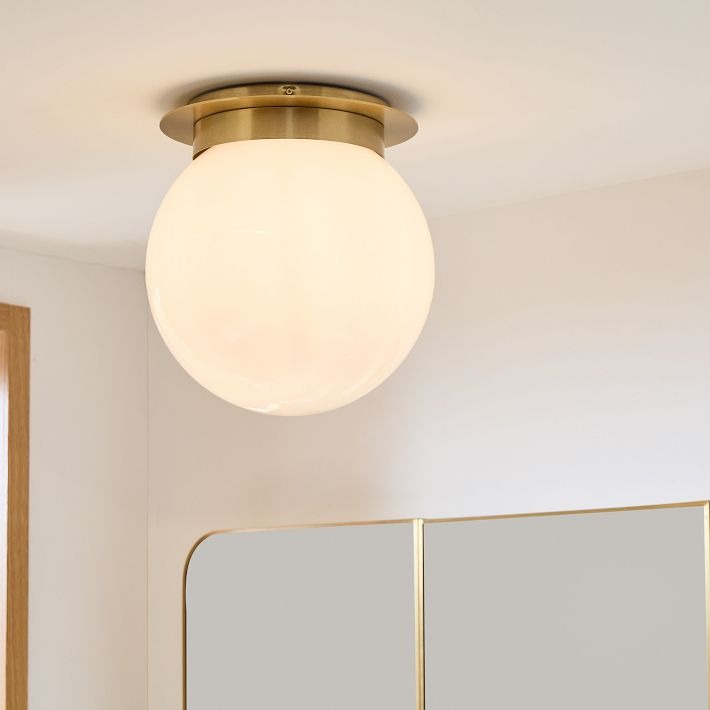 Rivolence Flush Mount Ceiling Fixture - Minimal Globe Brass Lighting