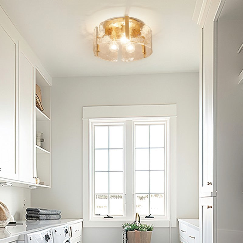 Plafonnier Verre Vintage de Ferme – Luminaire Couloir Plafond Laiton