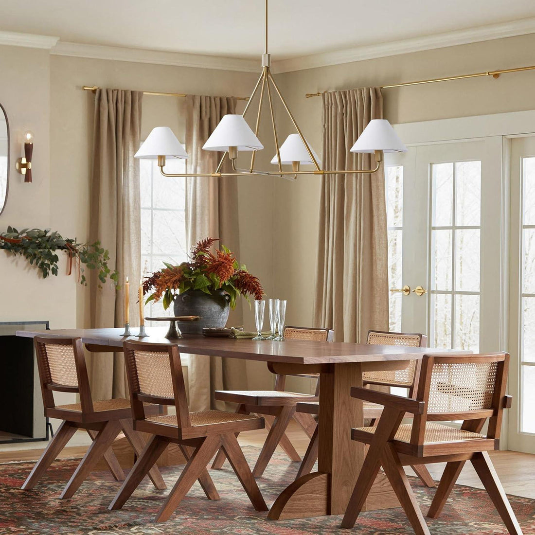 Diora Linen Adjustable Chandelier - Metal Modern Fixture for Living Room