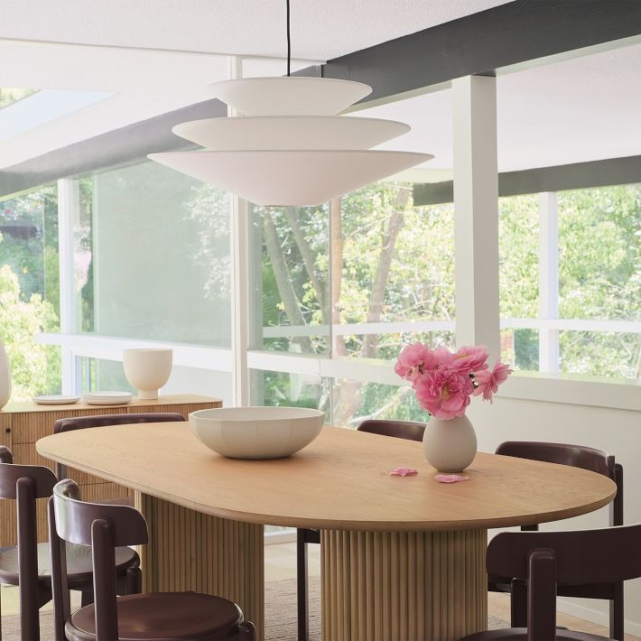 Solivara Linen Pendant Light - Modern Layered Lamp for Living Room