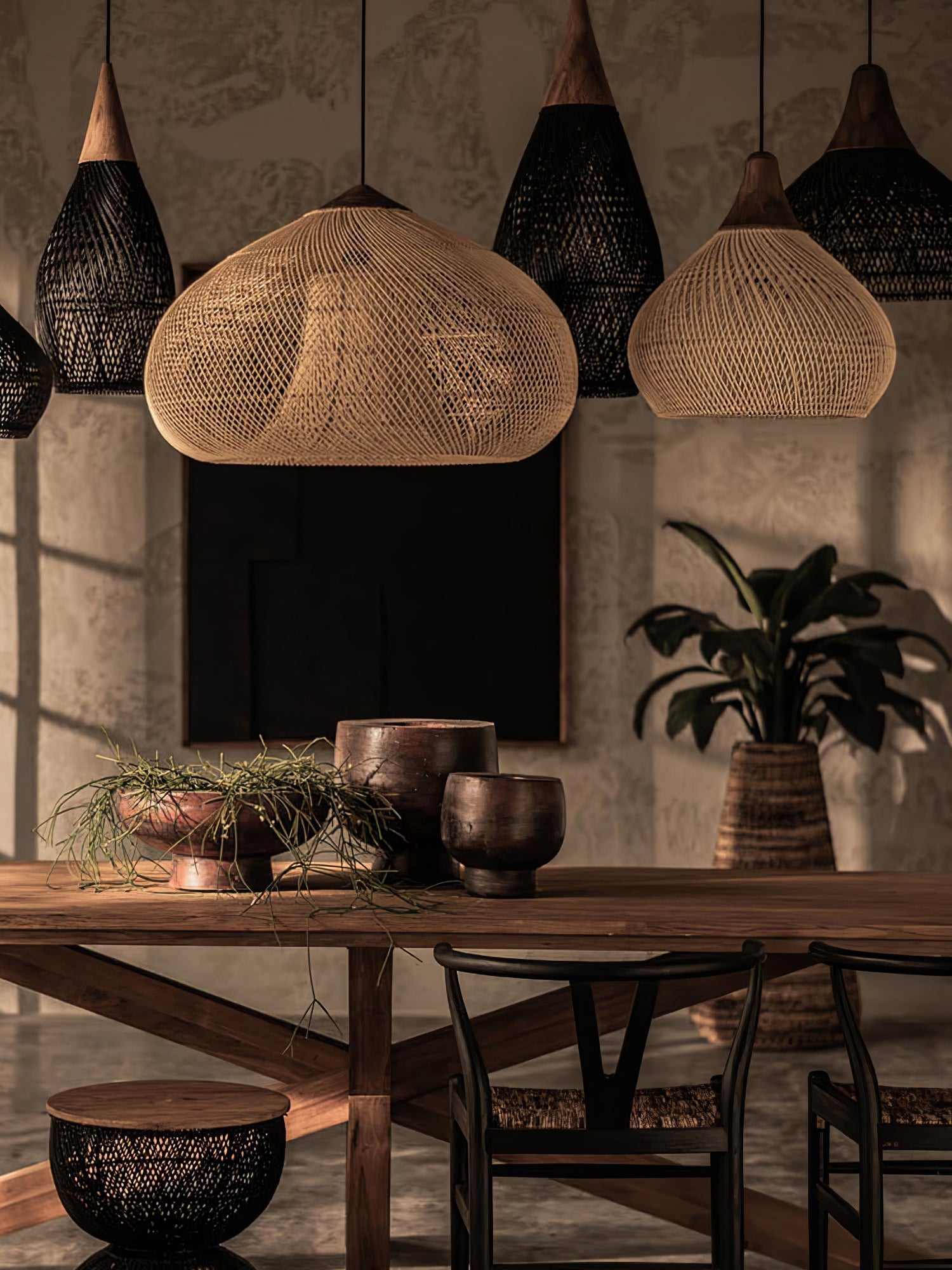 Harp Braided Rattan Pendant Lamp