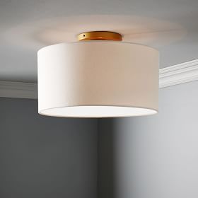 Jelvane Fabric Drum Ceiling Lamp - Linen Flush Mount Light for Hallway