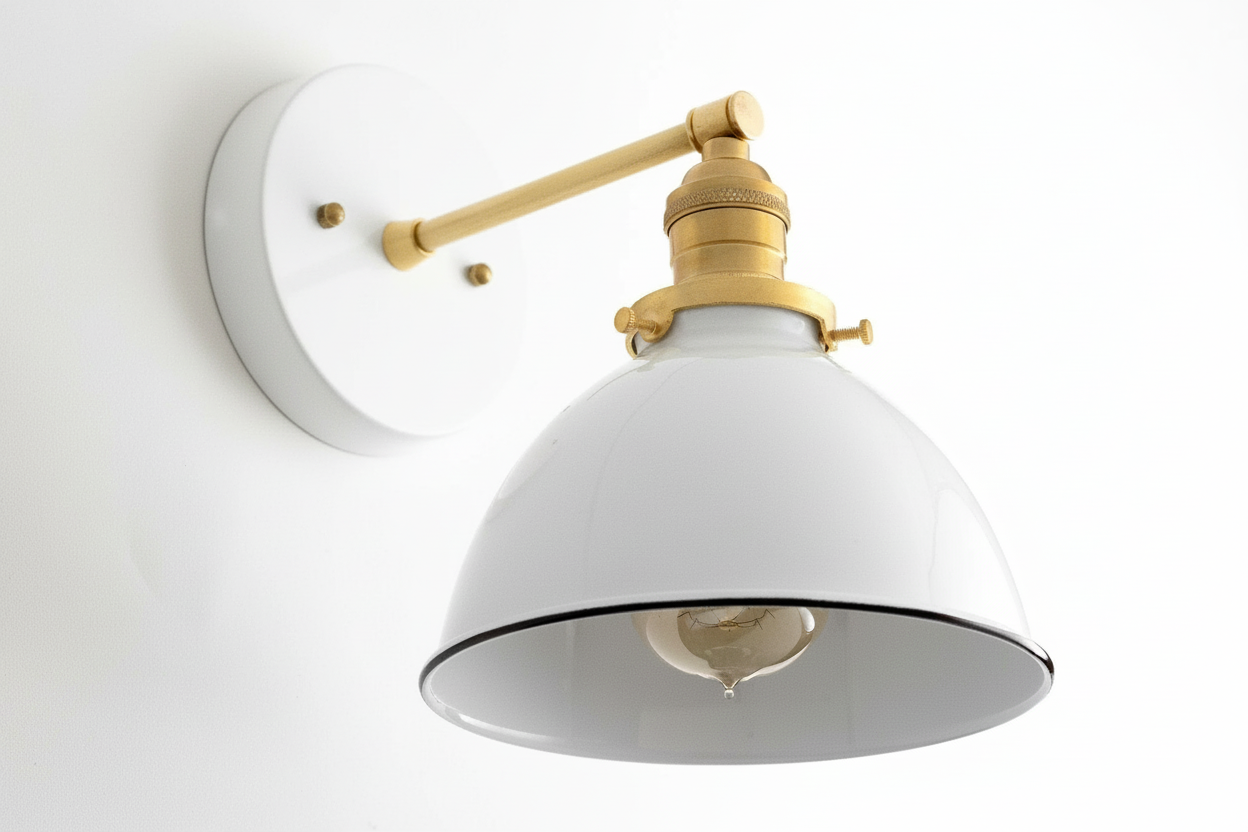 Conique Metal  Wall Sconce - White Metal Shade - Industrial Modern Lighting