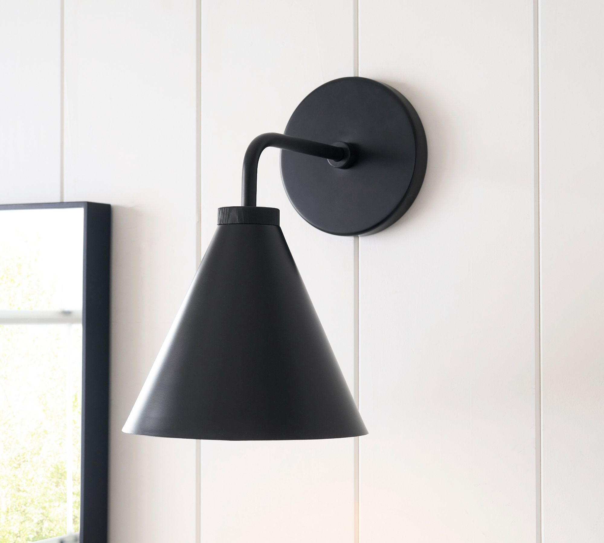 Korvi Iron Tapered Sconce Light - Wall Fixture in Black or Brass