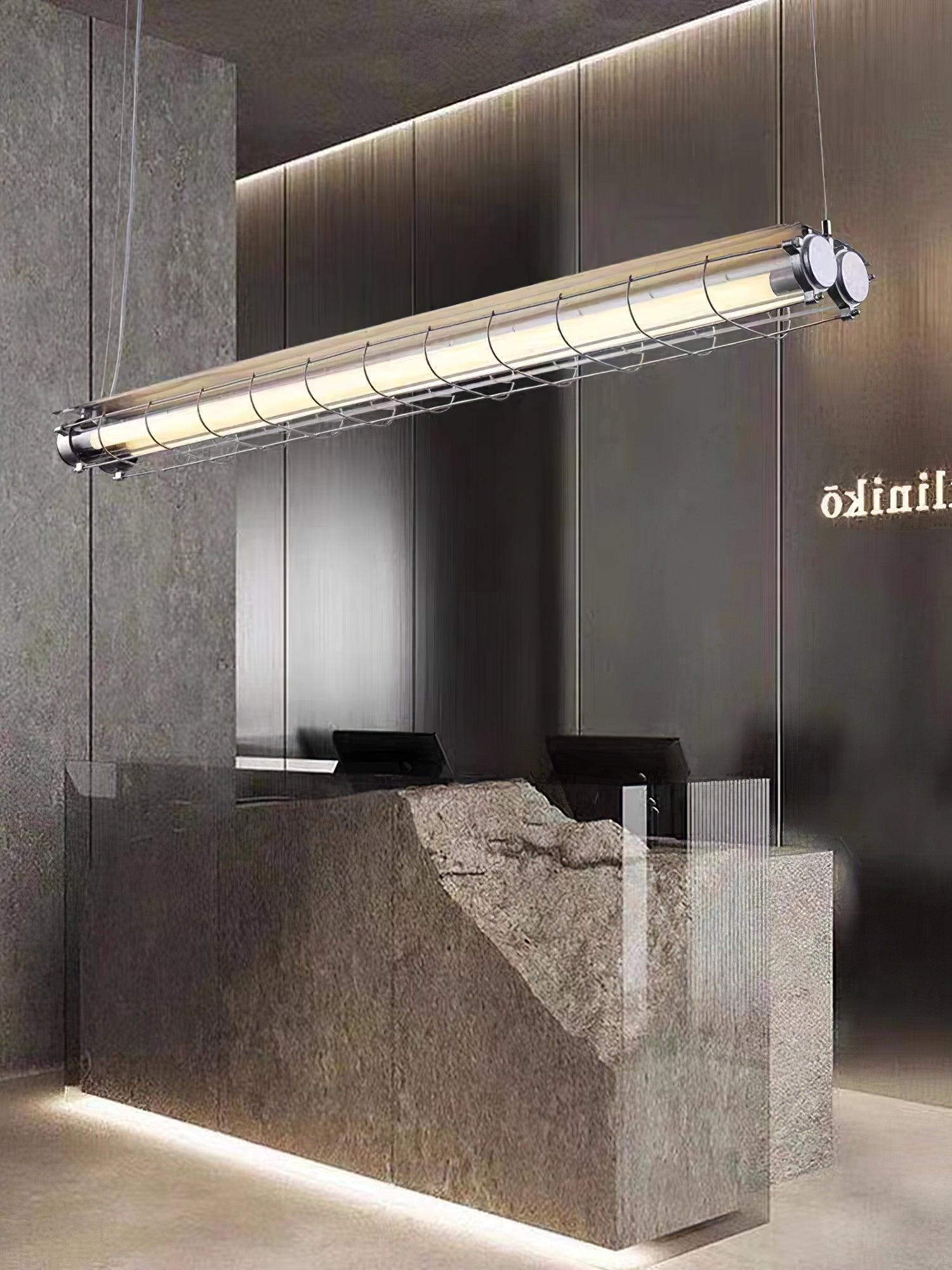 Handcrafted Glass Channel-Set Diffusers Linear Chandelier Sleek Design