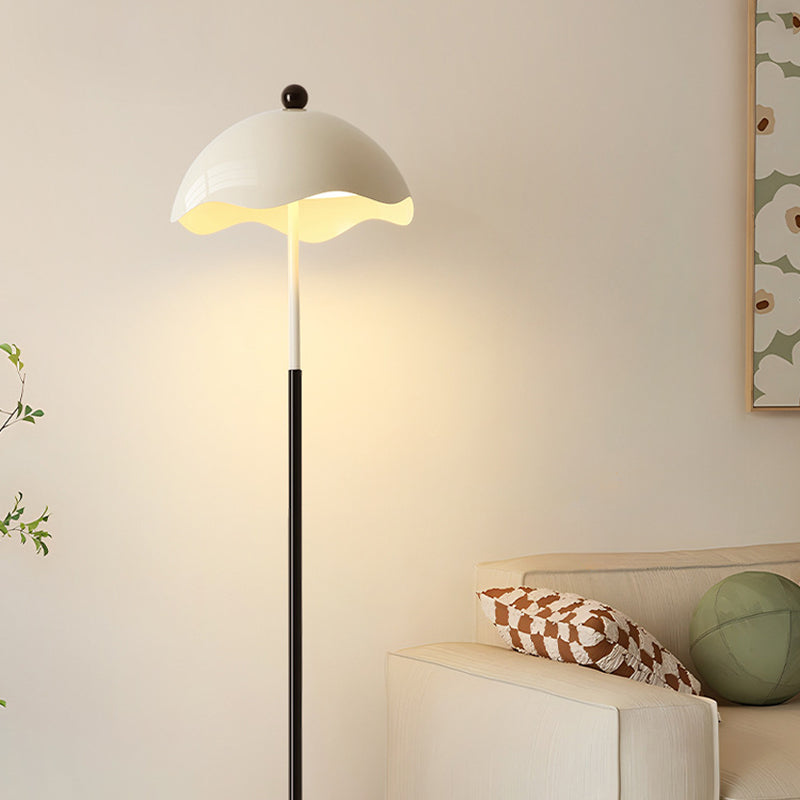 Creative Eggshell Cream Floor Lamp With Dome Acrylic For Spacious Parlor
