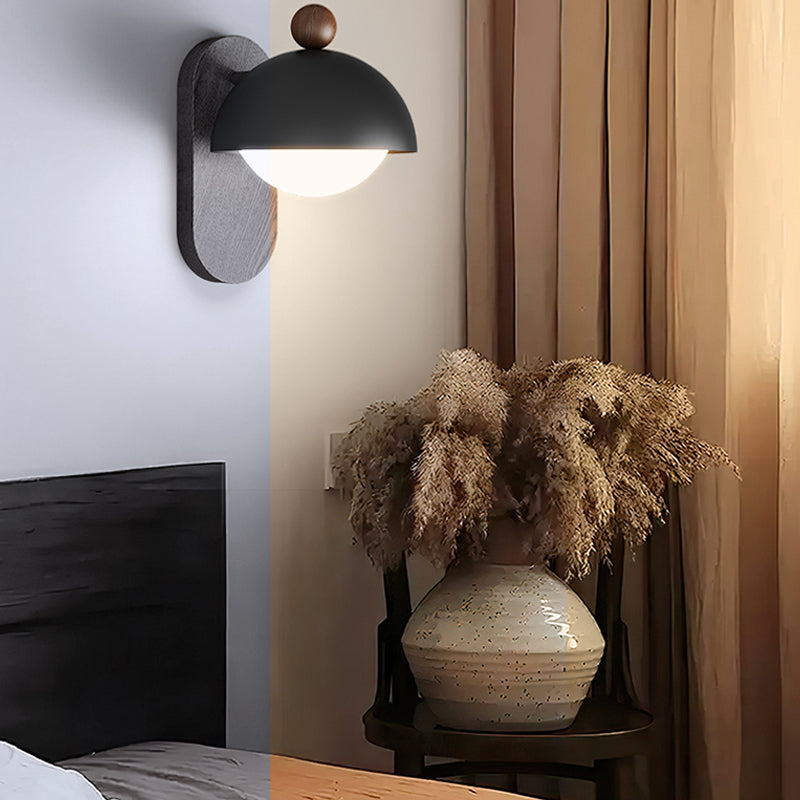 Retro Mushroom Creative Wall Lamp With Dome Ironwork For Bedroom