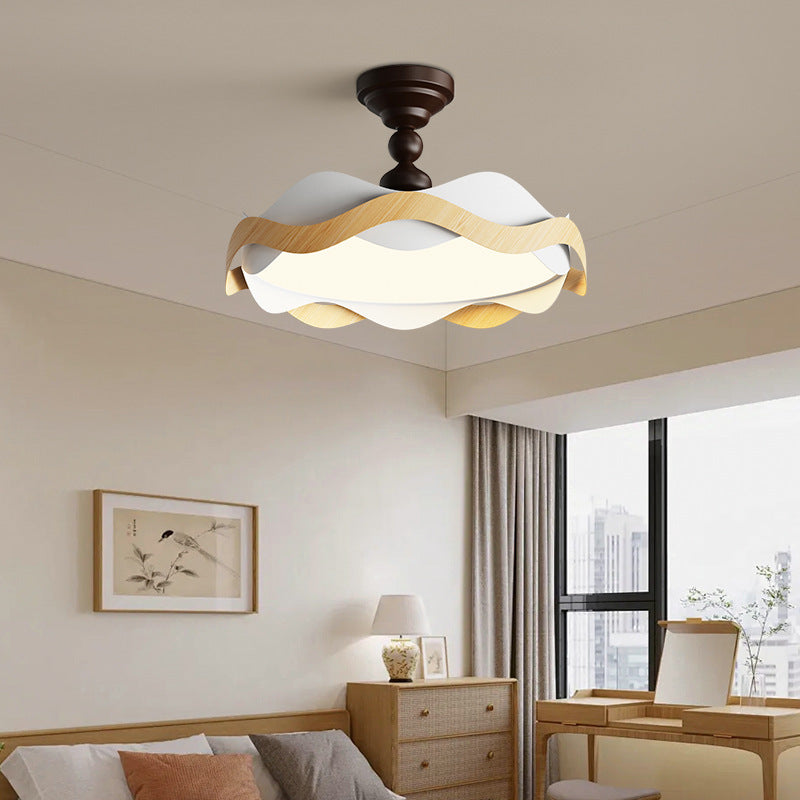 Creative Wave Flowers Shape Ceiling Light With Ornamental Delightful Sable Brown For Study Room