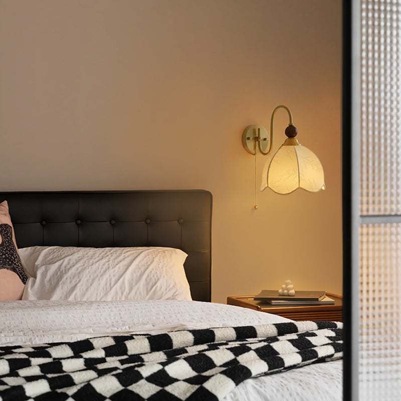 Retro Wabi-sabi Style Bedside Wall Lamp With Artisanal Silk For Lounge