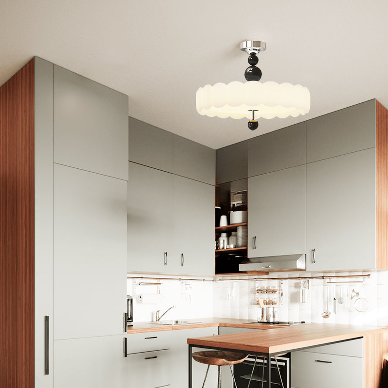 Petal Shape Purfle Ceiling Lamp With Elegant Luminous Acrylic Milky White For Master Bedroom