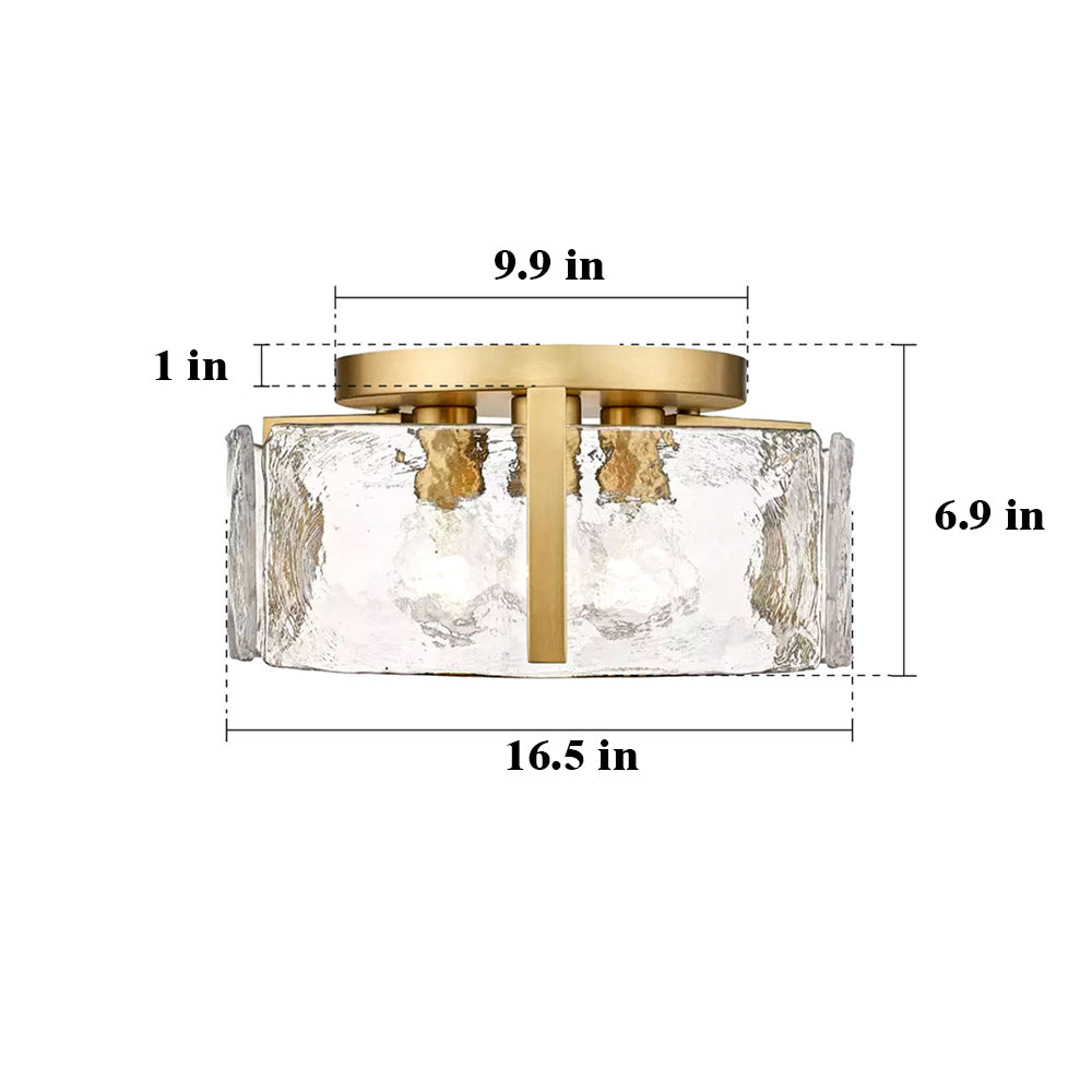 Vintage Farmhouse Glass Ceiling Light - Brass Hallway Ceiling Light