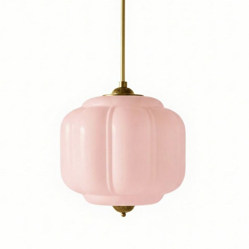 Suspension vintage Eloise – Lampe en verre laiteux côtelé pour salle à manger