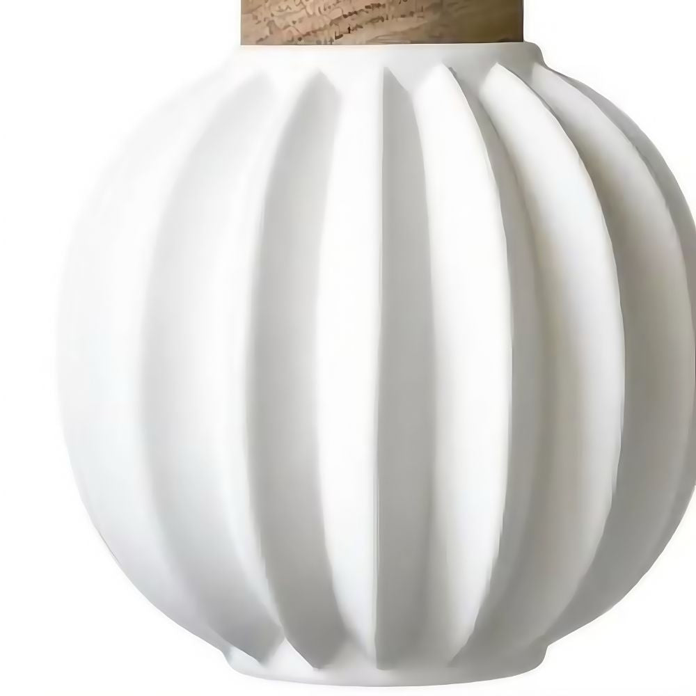 White Oak Pendant Light - Minimalist Porcelain Fixture For Dining Room