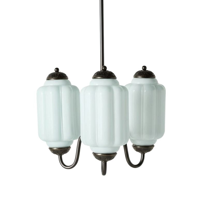 Eloise Vintage 3 Light Chandelier - Milk Glass Lamp for Dining Room
