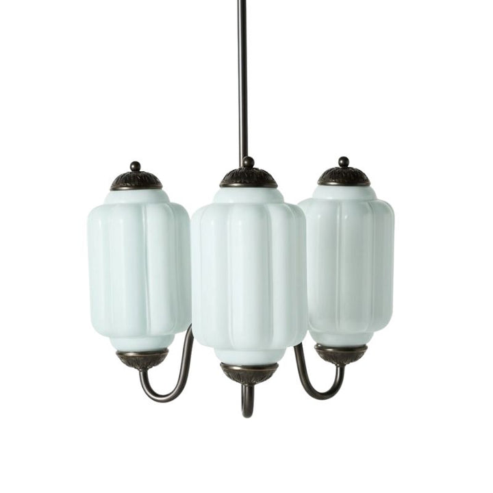 Eloise Vintage 3 Light Chandelier - Milk Glass Lamp for Dining Room