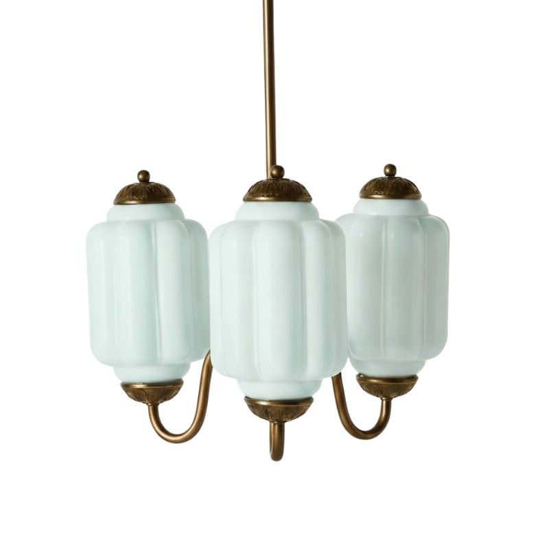 Eloise Vintage 3 Light Chandelier - Milk Glass Lamp for Dining Room
