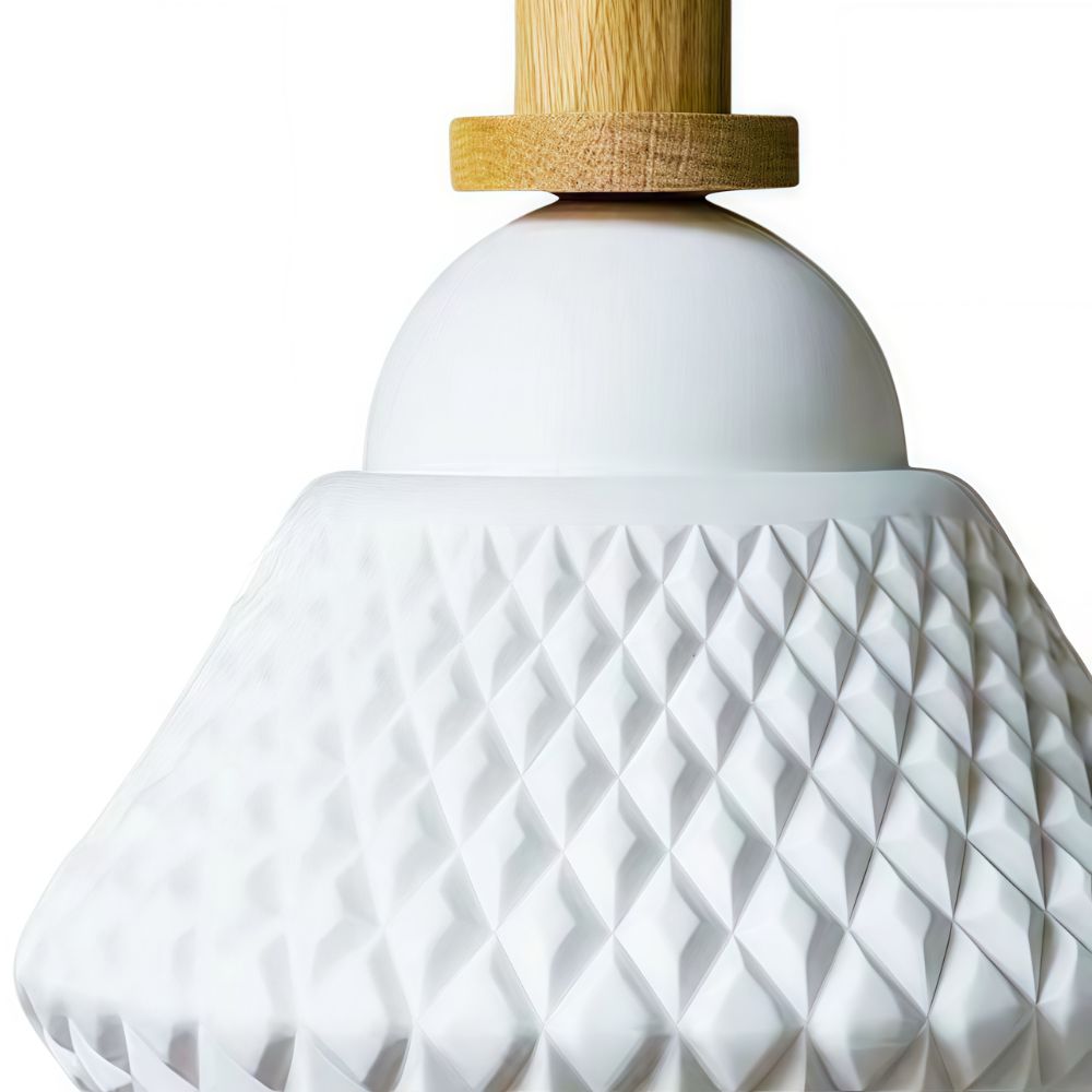 White Oak Pendant Light - Minimalist Porcelain Fixture For Dining Room