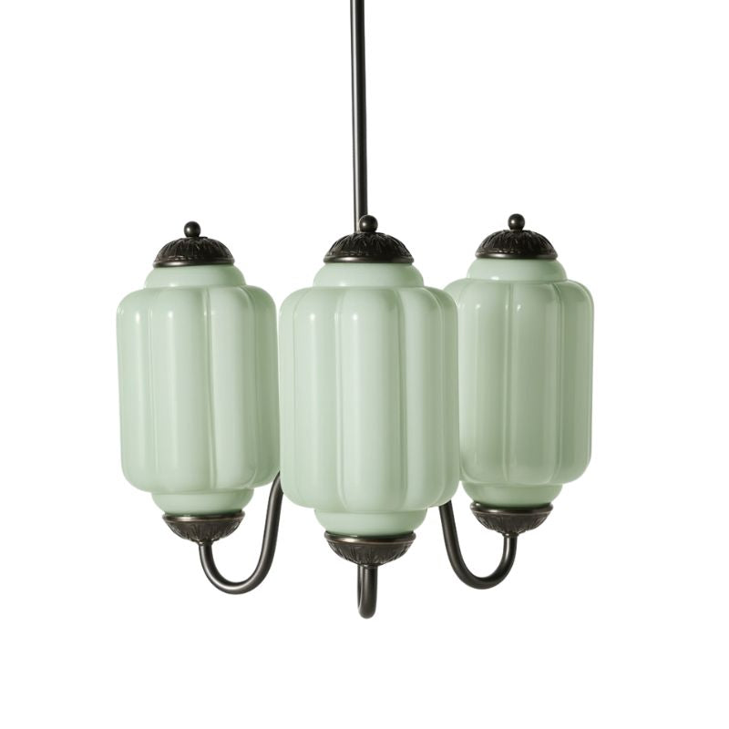 Eloise Vintage 3 Light Chandelier - Milk Glass Lamp for Dining Room