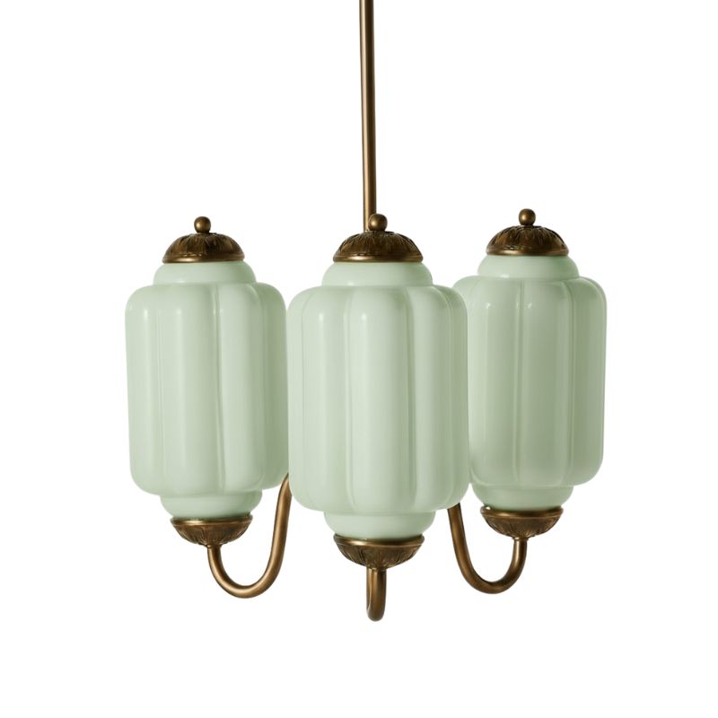 Eloise Vintage 3 Light Chandelier - Milk Glass Lamp for Dining Room