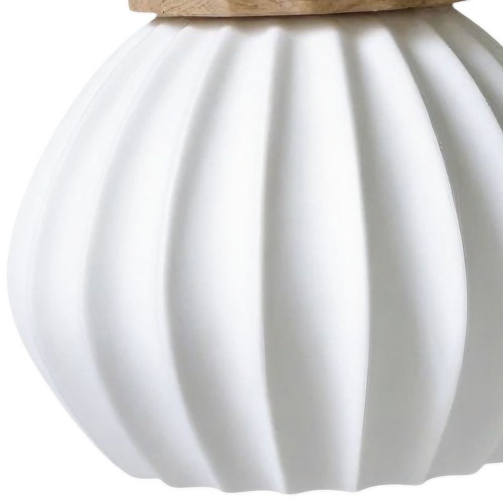 White Oak Pendant Light - Minimalist Porcelain Fixture For Dining Room