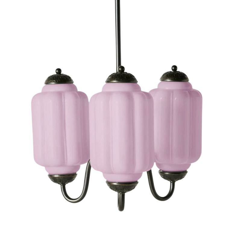 Eloise Vintage 3 Light Chandelier - Milk Glass Lamp for Dining Room