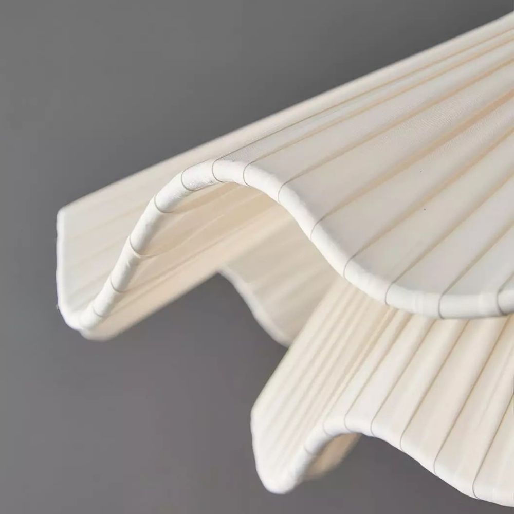 French Petal Pendant Light - White Fabric Shade for Kitchen Island