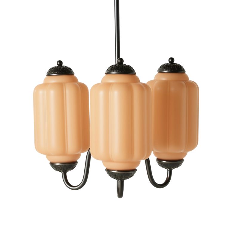 Eloise Vintage 3 Light Chandelier - Milk Glass Lamp for Dining Room