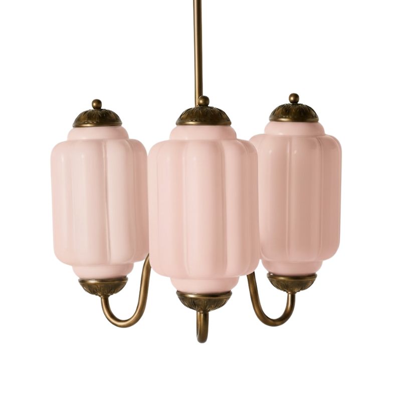 Eloise Vintage 3 Light Chandelier - Milk Glass Lamp for Dining Room