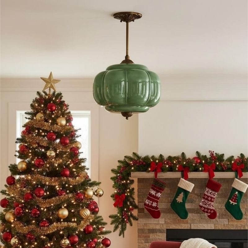 Eloise Vintage Pendant Light - Glass Semi-Flush Mount for Kitchen