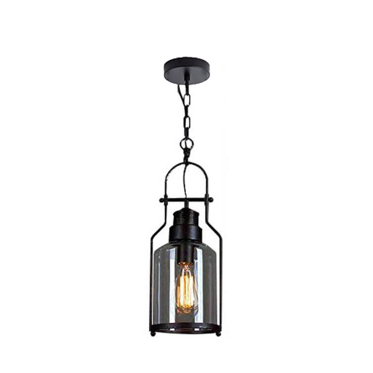Industrial Black Smoked Glass Pendant Light