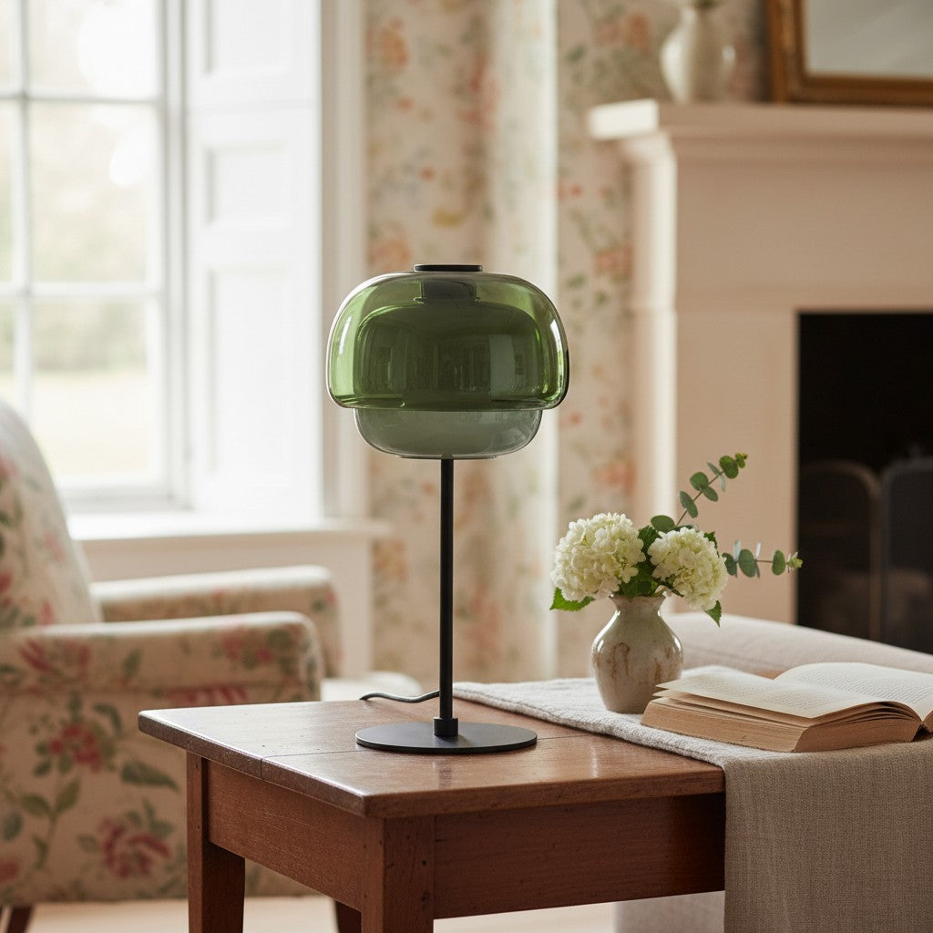 Clinco Modern Retro Glass Table Lamp - Mushroom Double Shade Design