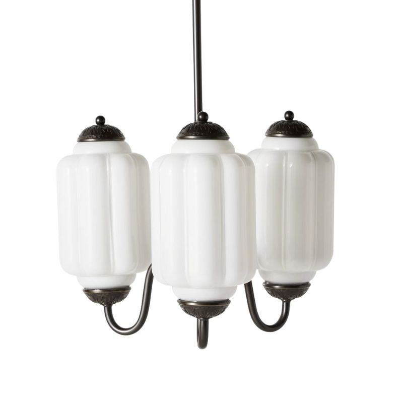 Eloise Vintage 3 Light Chandelier - Milk Glass Lamp for Dining Room