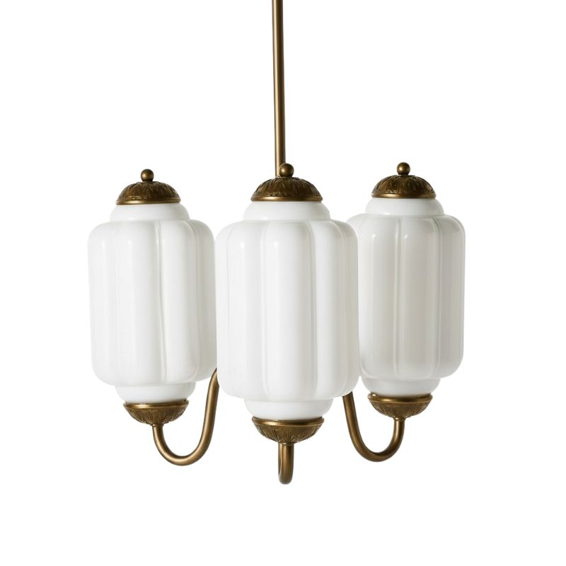 Eloise Vintage 3 Light Chandelier - Milk Glass Lamp for Dining Room
