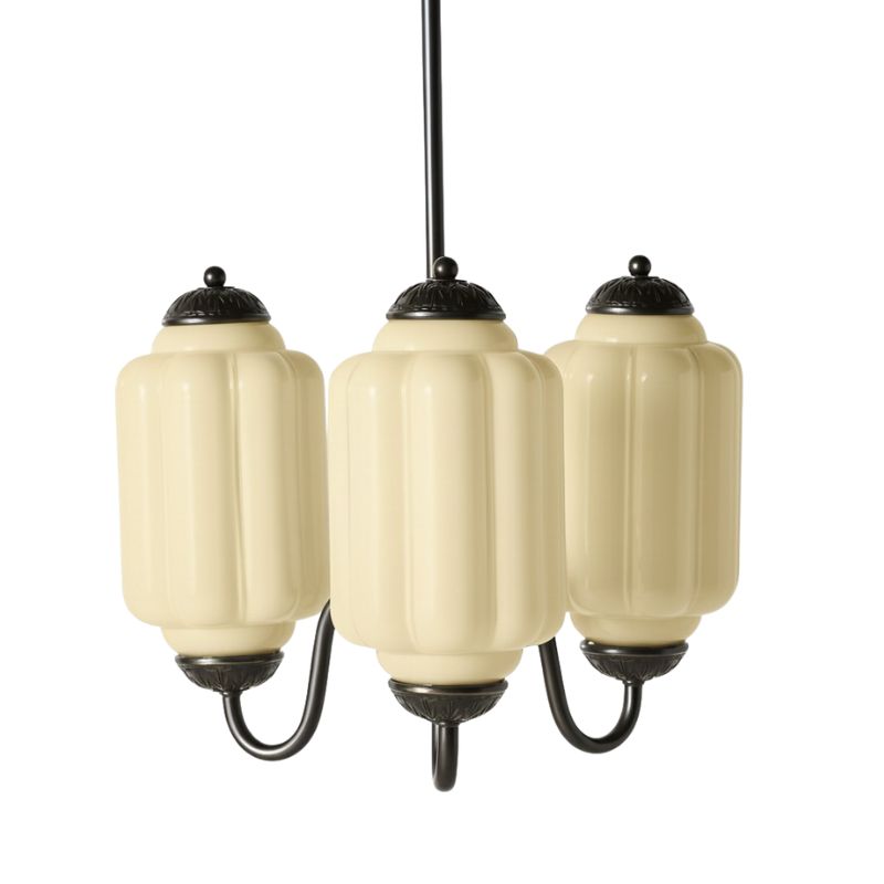 Eloise Vintage 3 Light Chandelier - Milk Glass Lamp for Dining Room