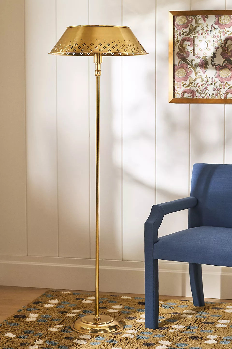 Auriglow Enameled Brass Perforated Floor Lamp - Space Age Style - Home Decor