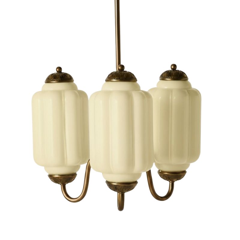 Eloise Vintage 3 Light Chandelier - Milk Glass Lamp for Dining Room