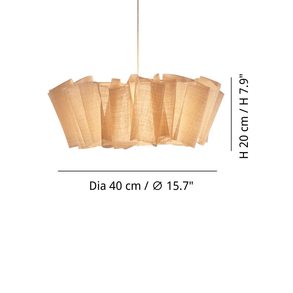 Pleated Linen Pendant Light - Natural Fabric Shade for Dining Room