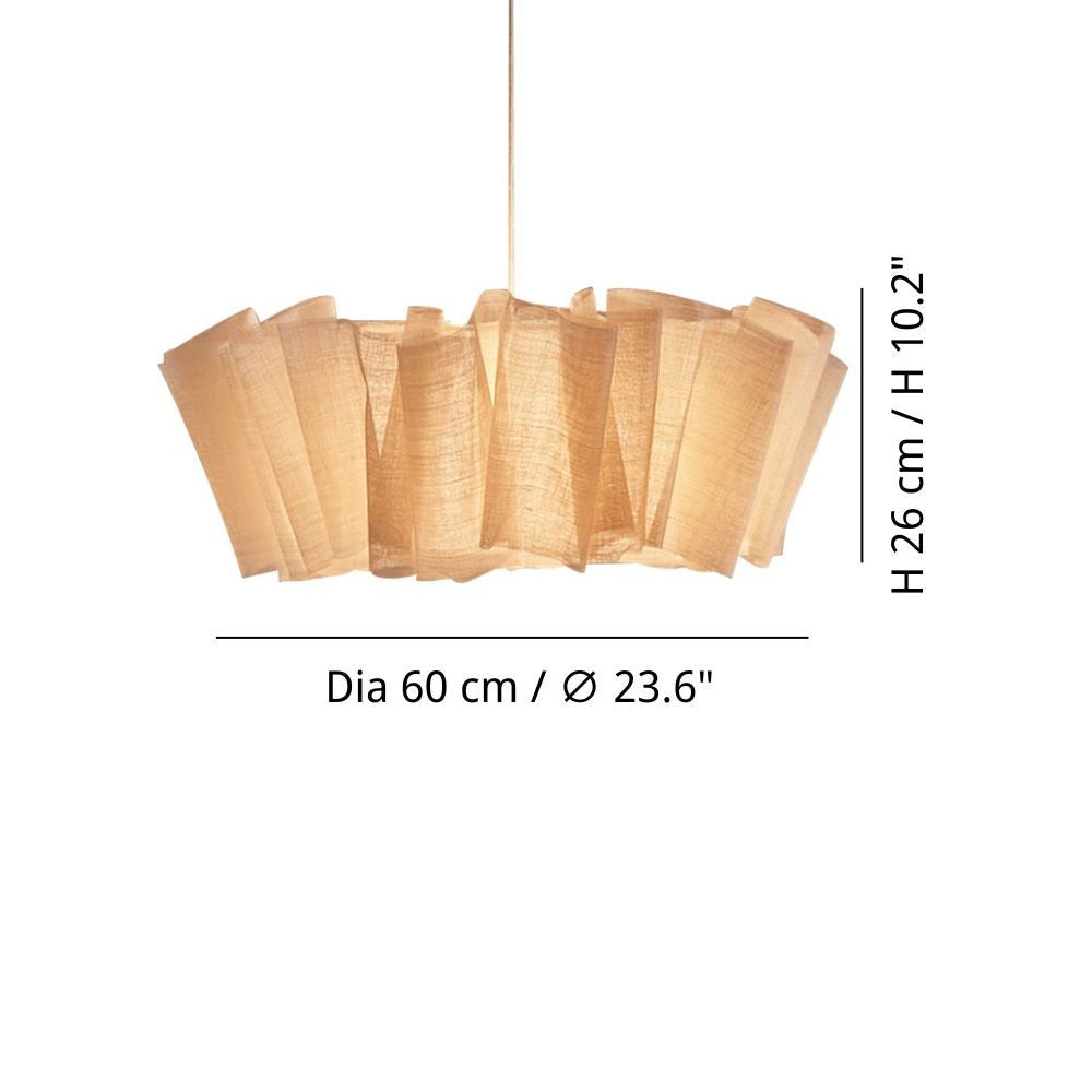 Pleated Linen Pendant Light - Natural Fabric Shade for Dining Room